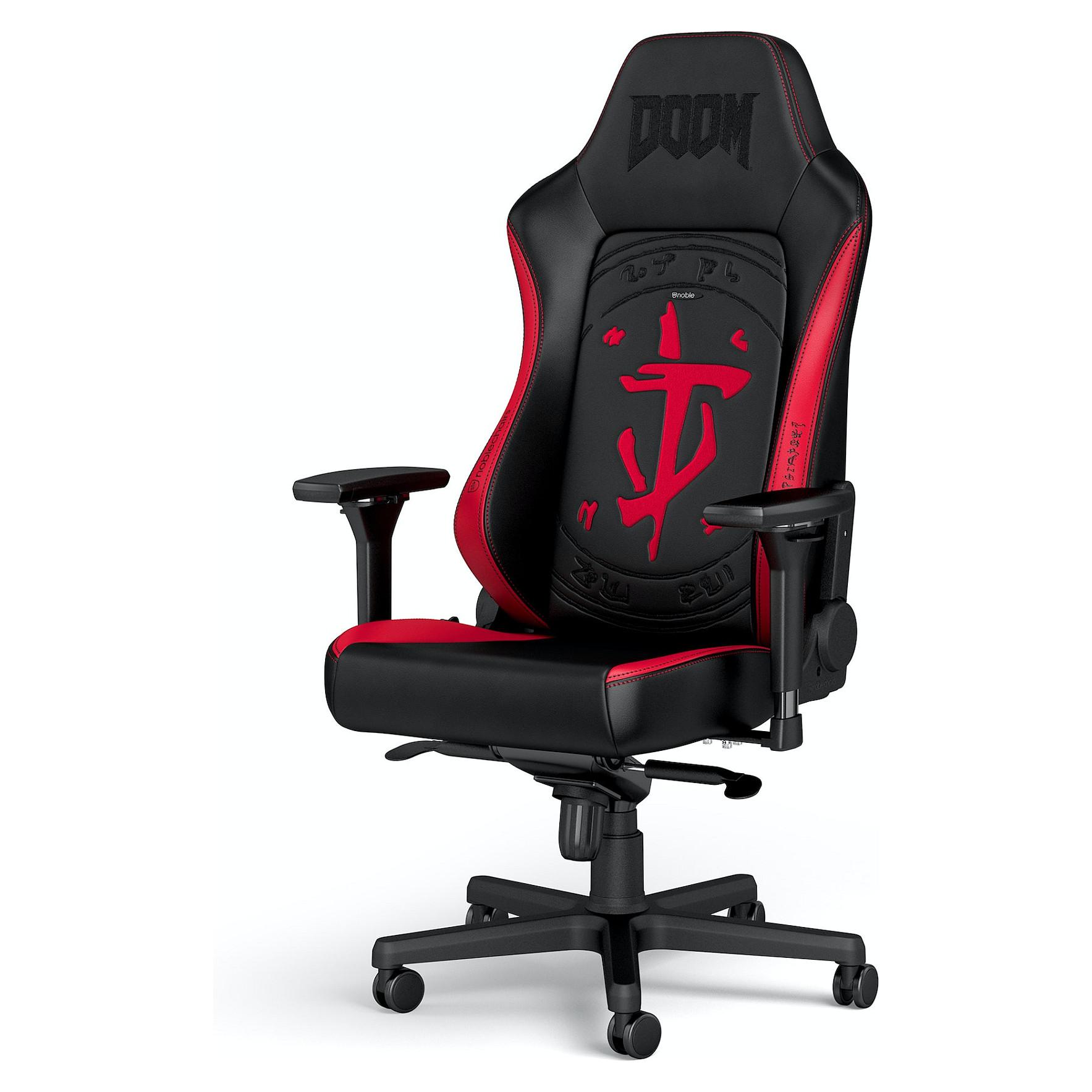 noblechairs HERO Gaming Chair - DOOM edition Gamer Stol - Sort - PU Læder - Op til 150 kg