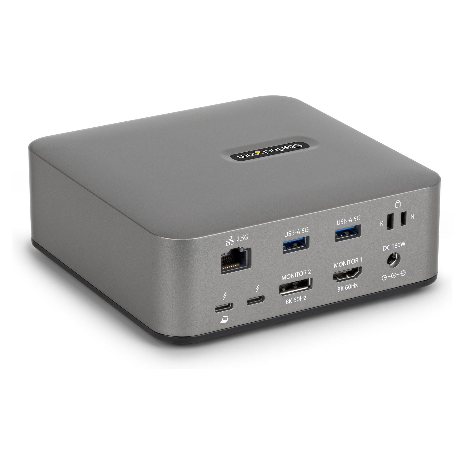 Startech - Dockingstation - for tablet, laptop - USB-C / USB4 / Thunderbolt 3 / Thunderbolt 4 / Thunderbolt 5 / USB-A - HDMI, DP - 1GbE - 180 Watt - TAA-kompatibel - United Kingdom, Europa