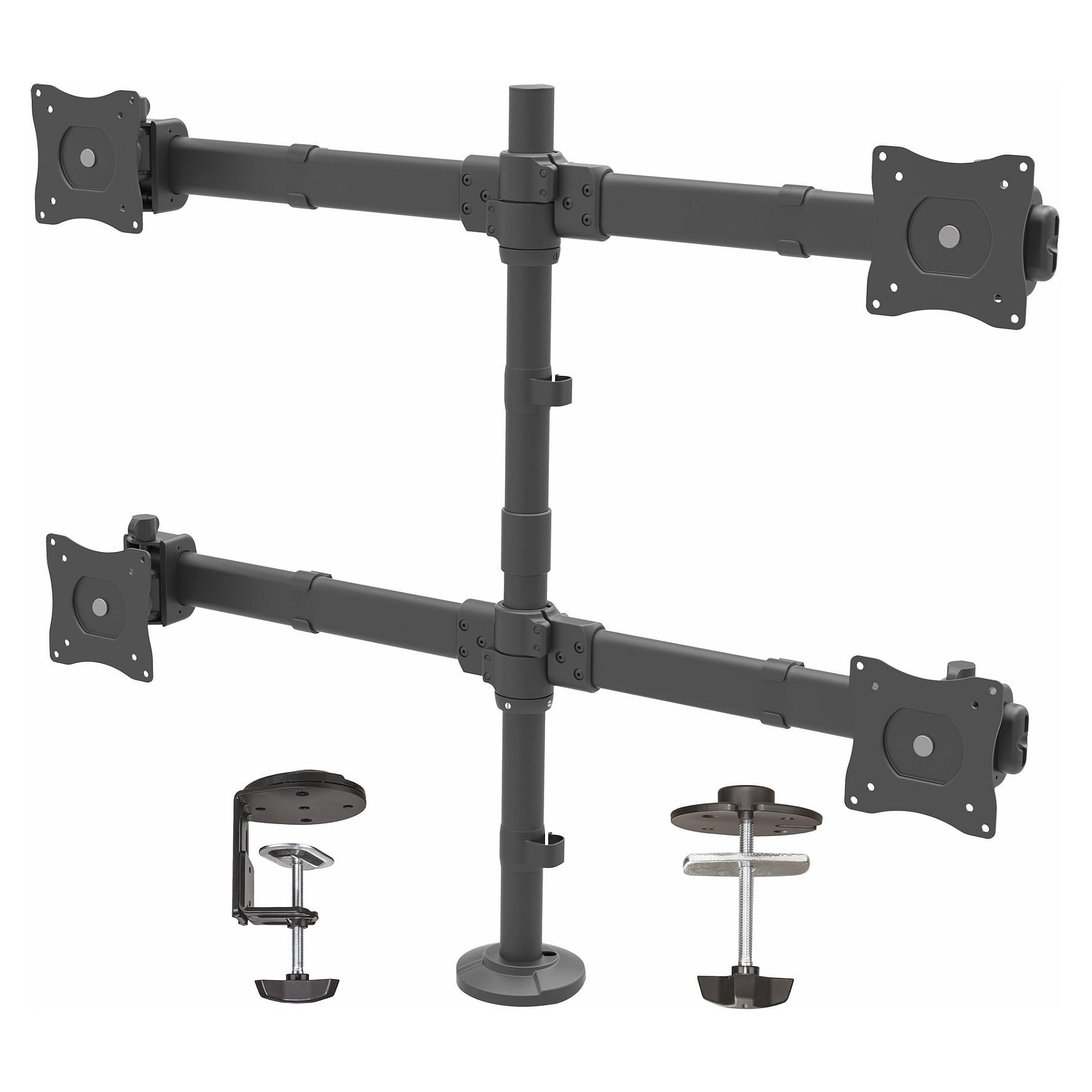 Startech Desk Mount Quad Monitor Arm, Ergonomic VESA 4 Monitor Mount 2x2 up to 27, Articulating & Height Adjustable Pole Mount, Tilt/Swivel/Rotate LCD/LED Screen, Clamp/Grommet - Heavy-duty VESA Mount (ARMQUAD) - Monteringssæt - justerbar arm - for 4 skærme - robust stål - skærmstørrelse: 13-27 - skrivebordsmonterbar