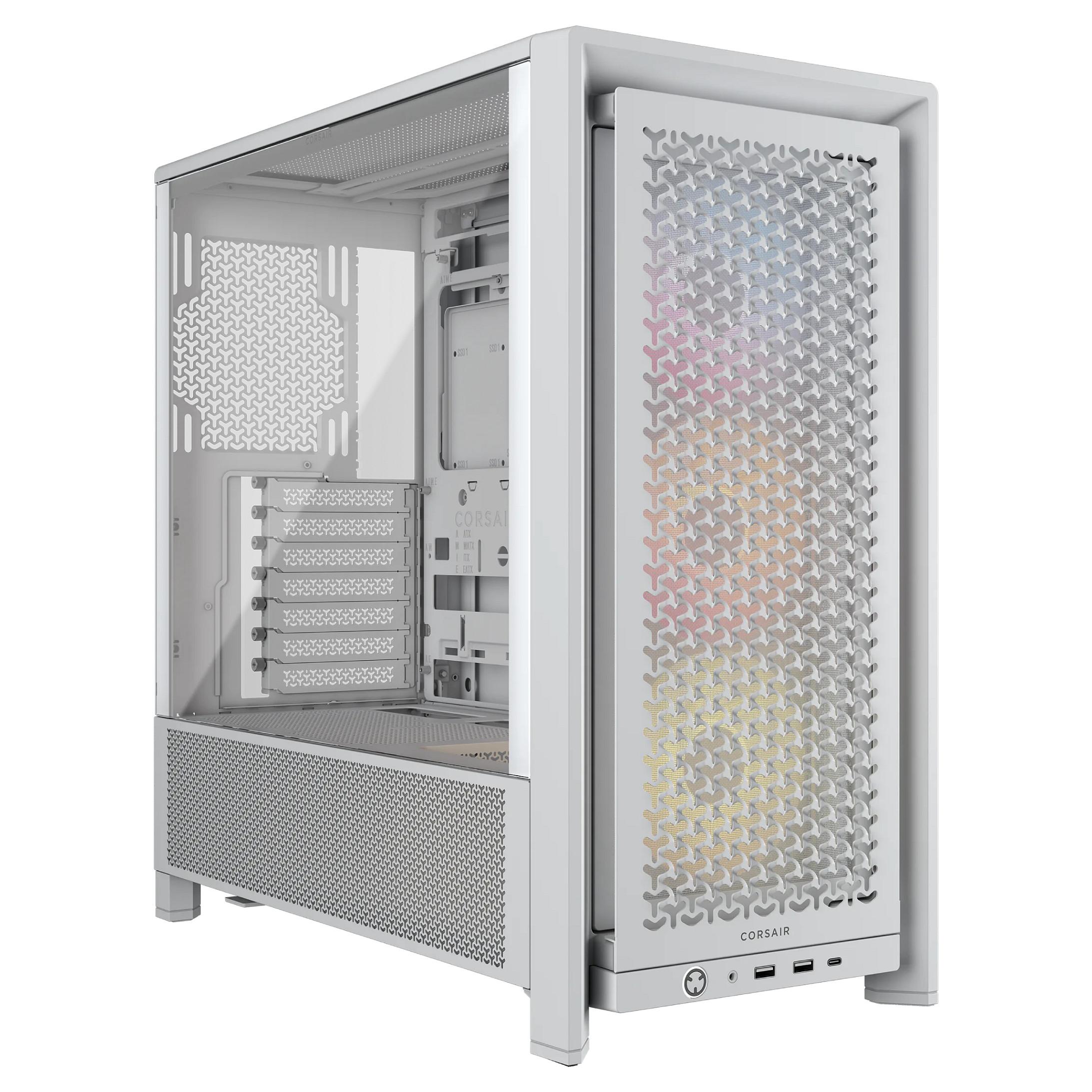 CORSAIR FRAME 4000D RS ARGB - Midi-tårn gaming - udvidet ATX - sidepanel med vindue (hærdet glas) - ingen strømforsyning (ATX) - hvid - USB/Lyd