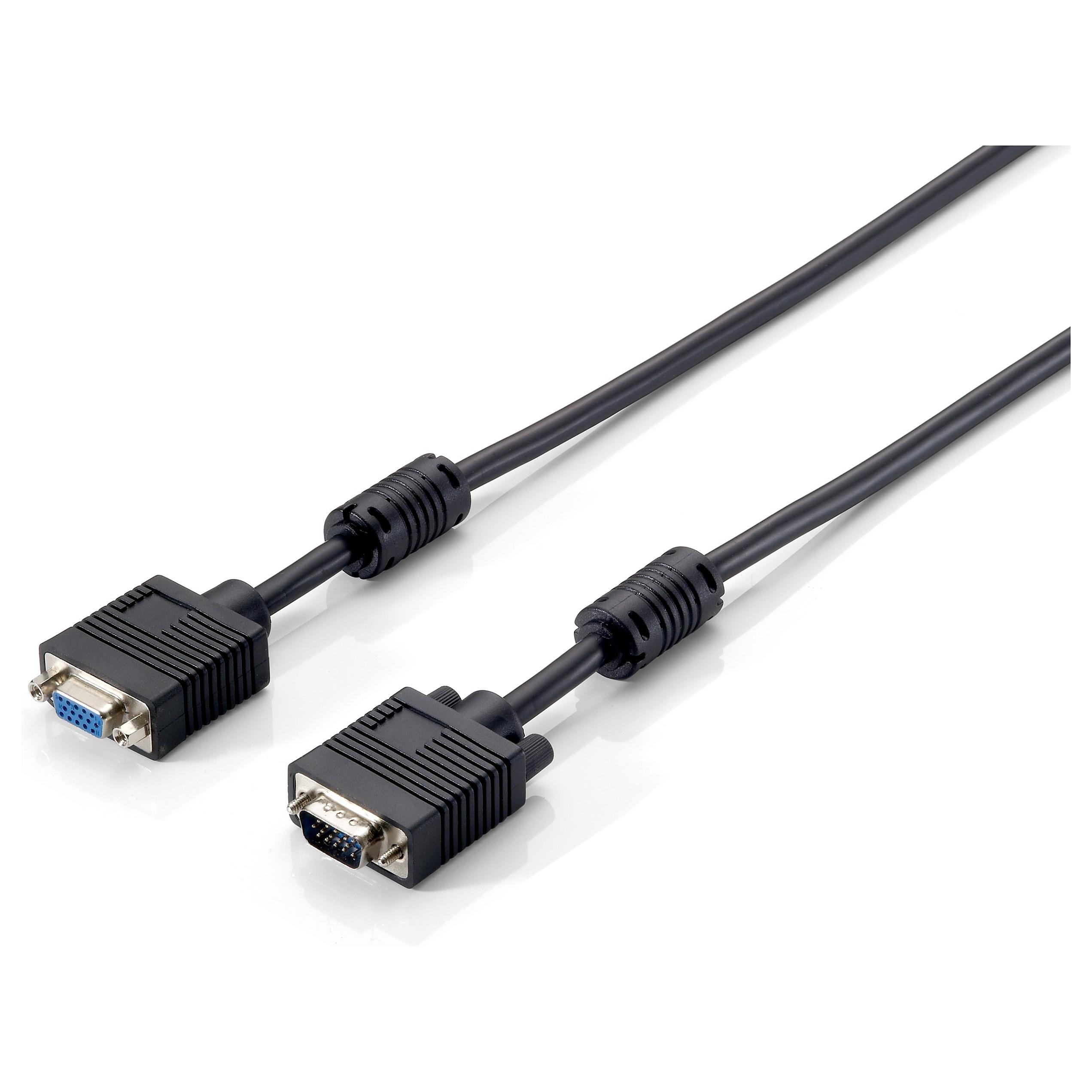 VGA-forlængerkabel Equip HD15 han/hun 20 m - sort