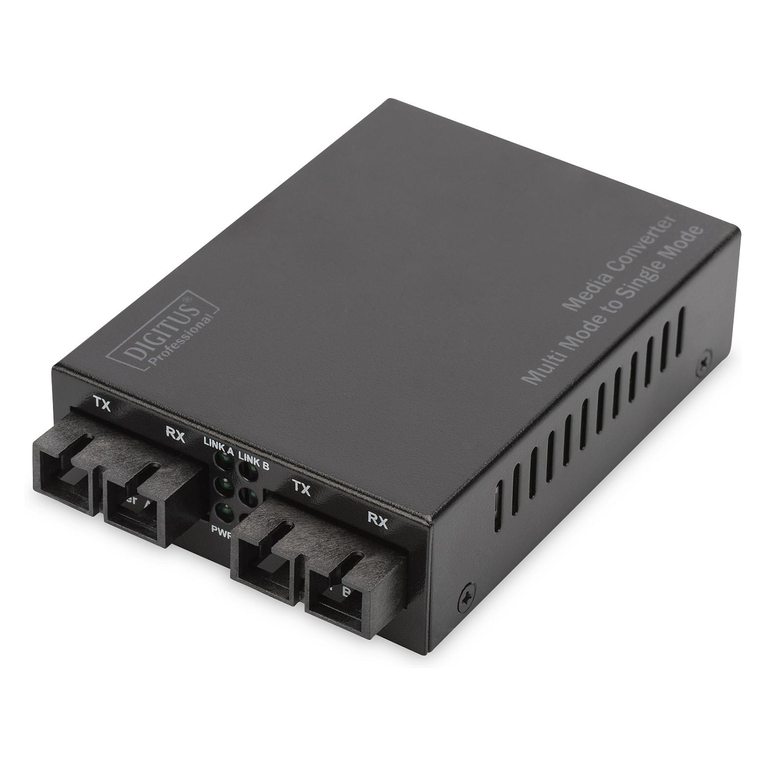 DIGITUS Professional DN-82024 - Medieomsætter - 100Mb LAN - 100Base-FX - SC multimodus / SC enkelttilstand - op til 20 km - 1310 nm