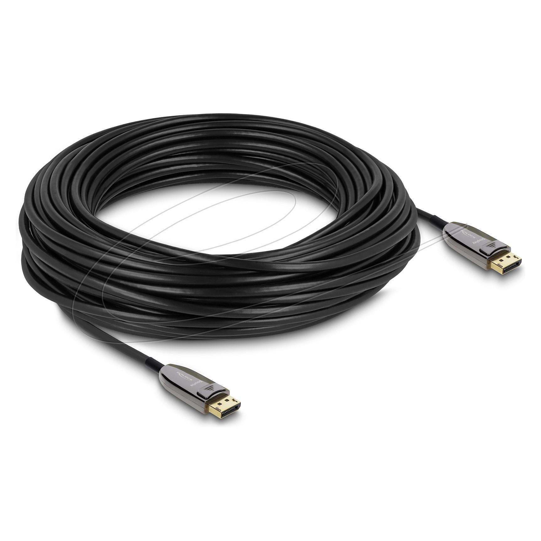 DisplayPort-kabel DeLOCK 87118 aktivt optisk 25 m - sort