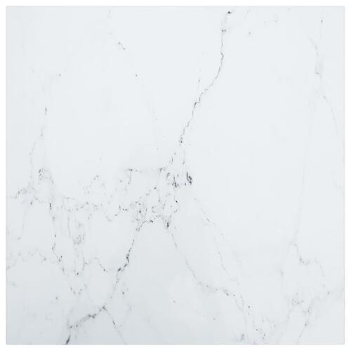 Bordplade 50x50 cm 6 mm hærdet glas med marmordesign hvid