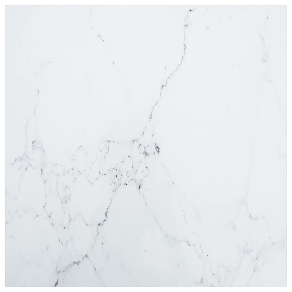 Bordplade 50x50 cm 6 mm hærdet glas med marmordesign hvid