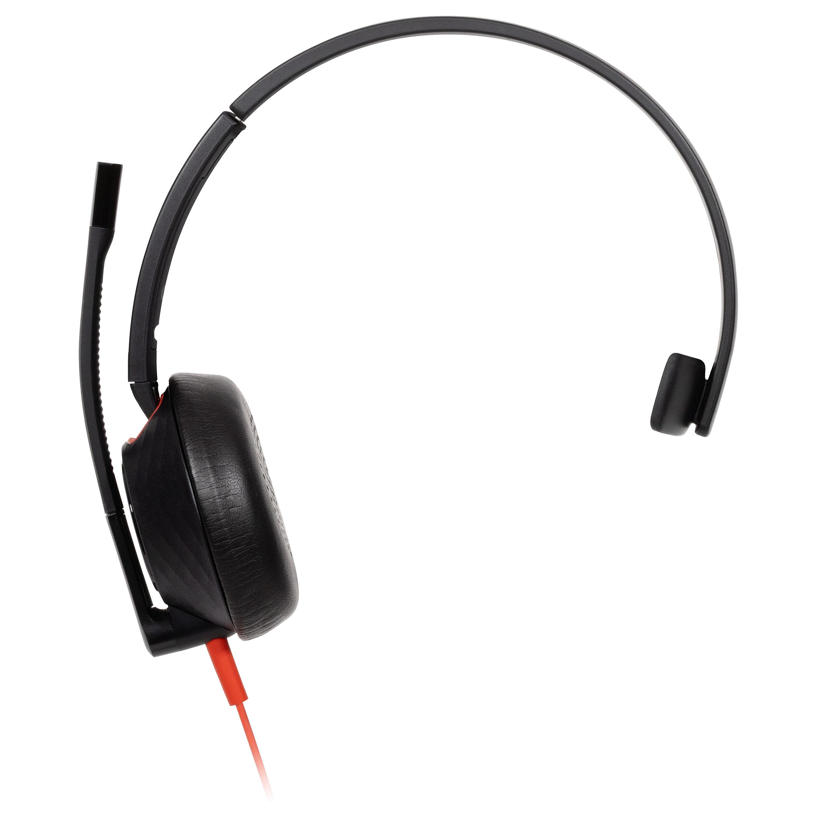 Poly Blackwire 5210 Mono Høretelefoner med C5210 Opkaldsstik - 3,5mm Minijack/USB-A/USB-C, 100-10000Hz - Sort