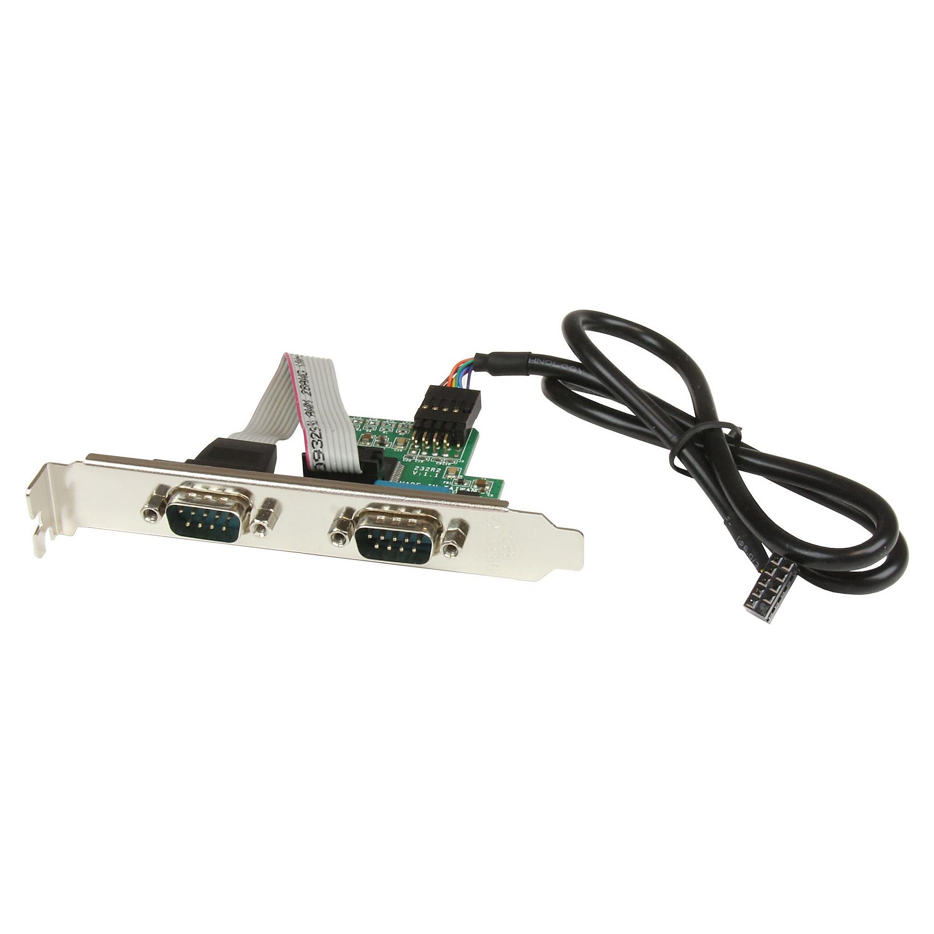 Startech Motherboard Serial Port - Internal - 2 Port - Bus Powered - FTDI USB to Serial Adapter - USB to RS232 Adapter (ICUSB232INT2) - Seriel adapter - USB - RS-232 x 2