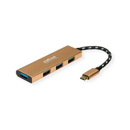 USB-hub ROLINE GOLD USB 3.2 Gen 1 4-port med USB-C - guld