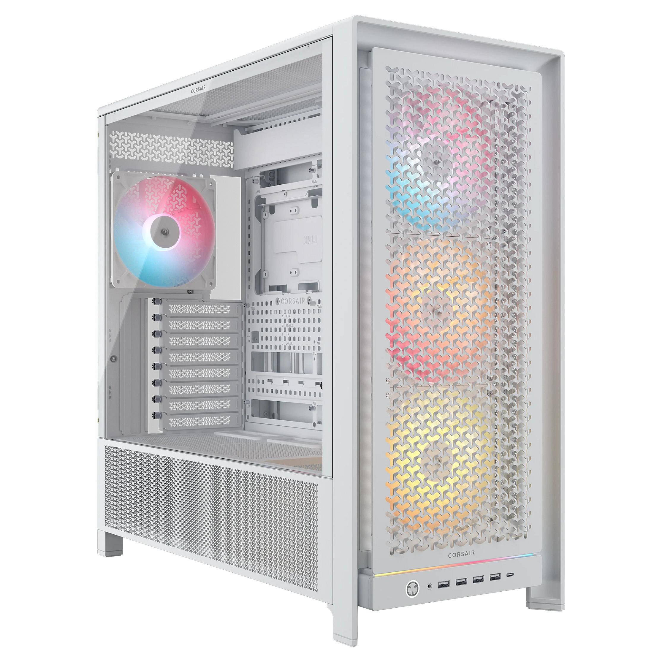 CORSAIR FRAME 4000D RS ARGB - Mid tower - udvidet ATX - sidepanel med vindue (hærdet glas) - ingen strømforsyning (ATX) - hvid - USB/Lyd