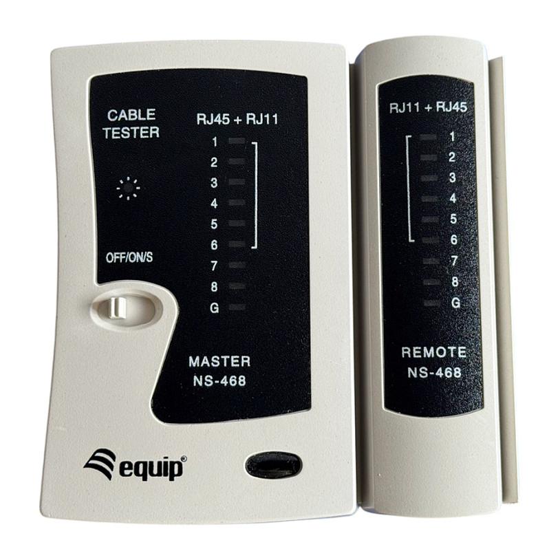 Equip 129967, Spiralkabel tester, RJ-11, RJ-12, RJ-45, Kortslutningstest, Transmissionstestning, Hvid, Strøm, TX / RX, CE, RoHS