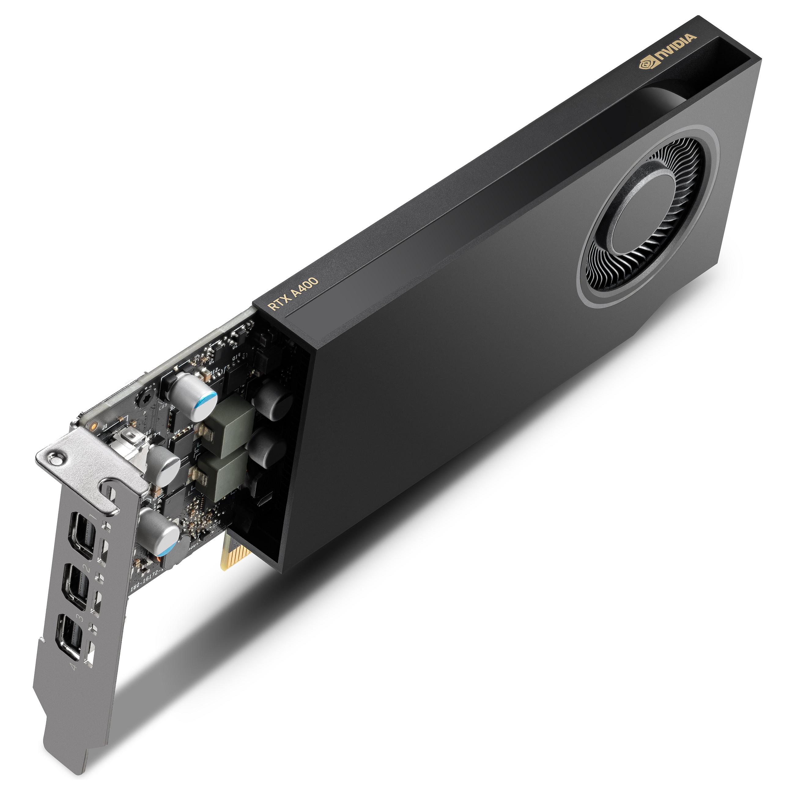 NVIDIA RTX - Grafikkort - RTX A400 - 4 GB GDDR6 - PCIe 4.0 x8 lavprofil - 4 x Mini DisplayPort