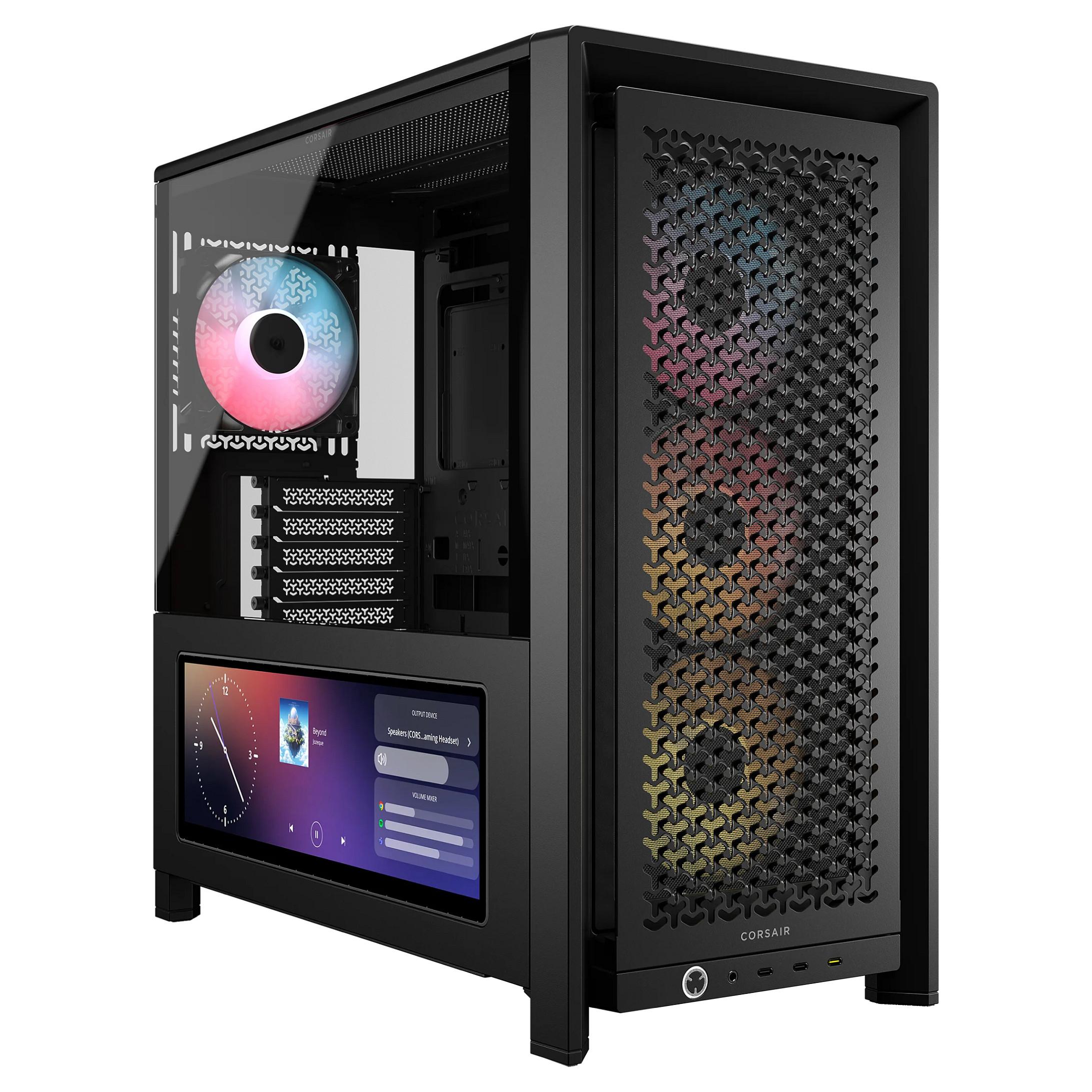 Corsair FRAME 4000D LCD RS ARGB Midi Tower PC-kabinet - sort med 14,5" LCD og hærdet glas