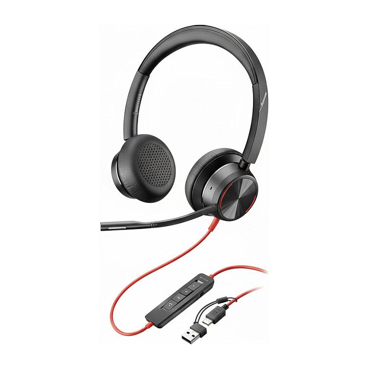 Headset Poly Blackwire C8225-M Stereo USB-C/A - sort