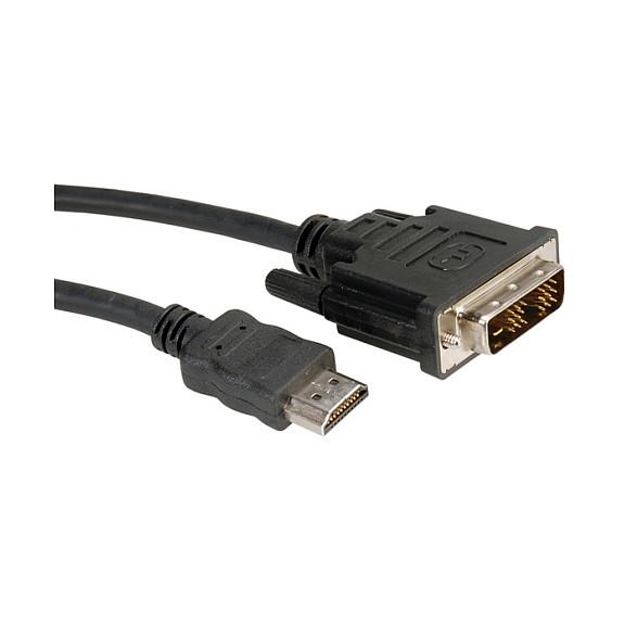 DVI til HDMI-kabel ROLINE 11.04.5519 - 1 m, sort