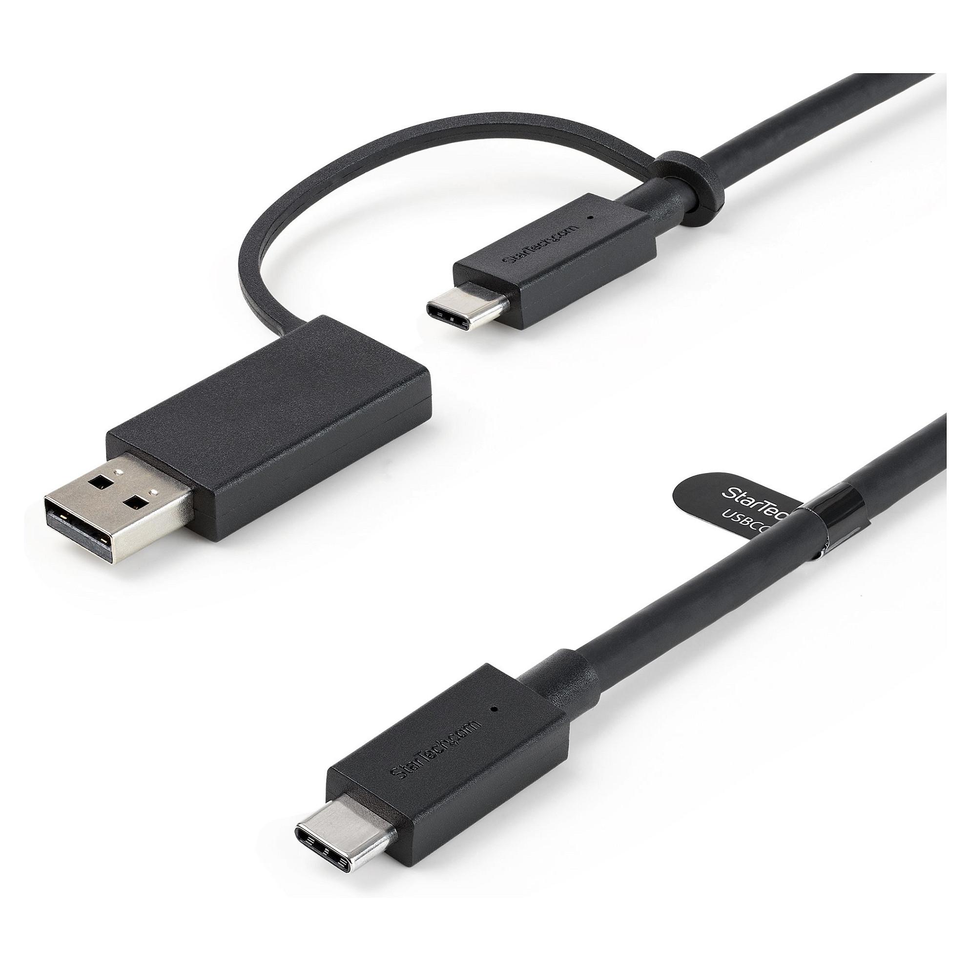 StarTech.com 3ft (1m) USB C Cable w/ USB-A Adapter Dongle, Hybrid 2-in-1 USB C Cable w/ USB-A | USB-C to USB-C (10Gbps/100W PD), USB-A to USB-C (5Gbps), USB-A Host to USB-C DisplayLink Dock - Ideal fo