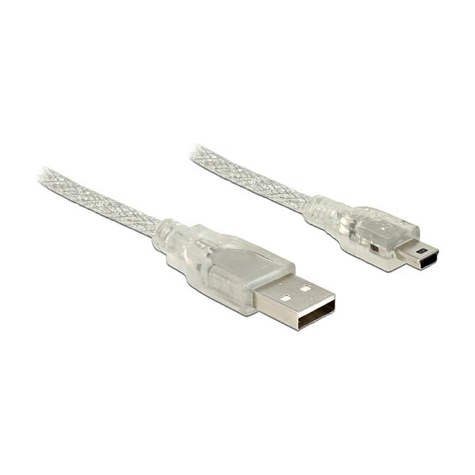 USB 2.0-kabel DeLOCK USB-A til Mini-USB B 1 m - transparent