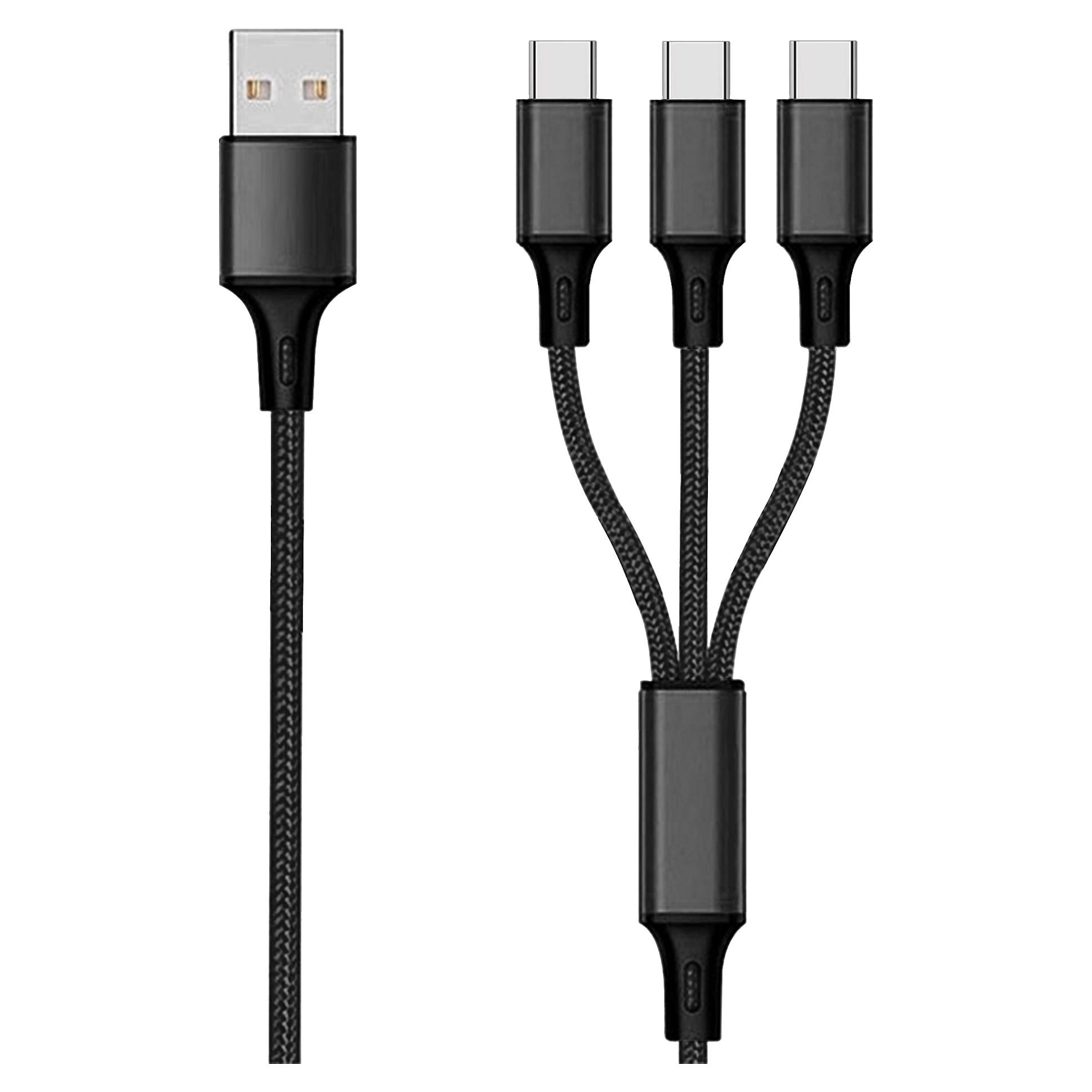 Ladekabel 2GO 3-i-1 USB-C 1,5 m - sort