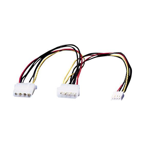 Internt Y-strømkabel ROLINE 4-pin HDD til 4-pin HDD+4-pin FDD - 0,3 m