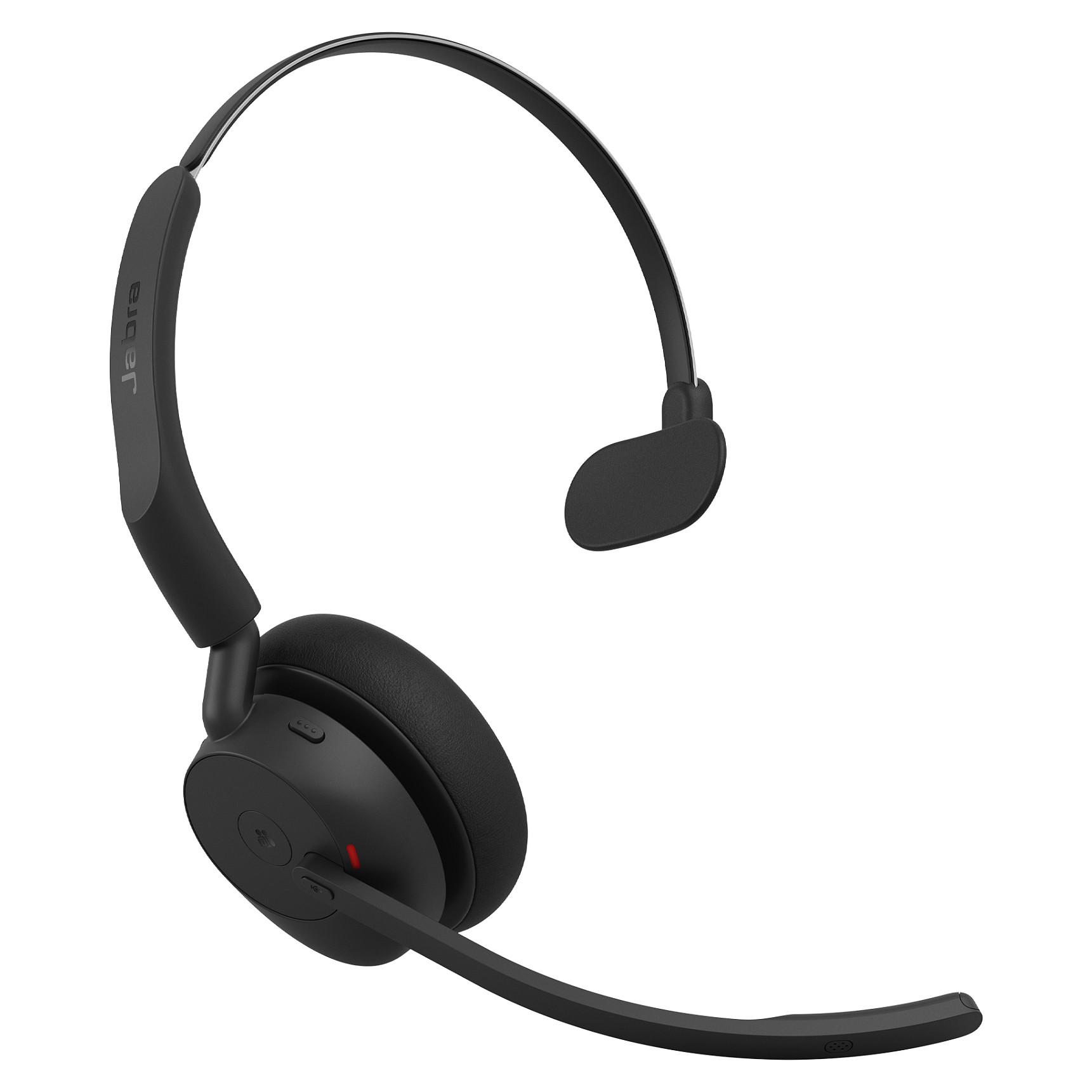 Jabra Evolve3 45 MS Mono - Headset - på øret - Bluetooth - trådløs, kablet - aktiv støjfjerning - USB-A via Bluetooth adapter, USB-C - med opladningsstander - Microsoft Swift Pair Certified, Google Meet Certified, Zoom Certified, Certified for Microsoft Teams, MFi Certified