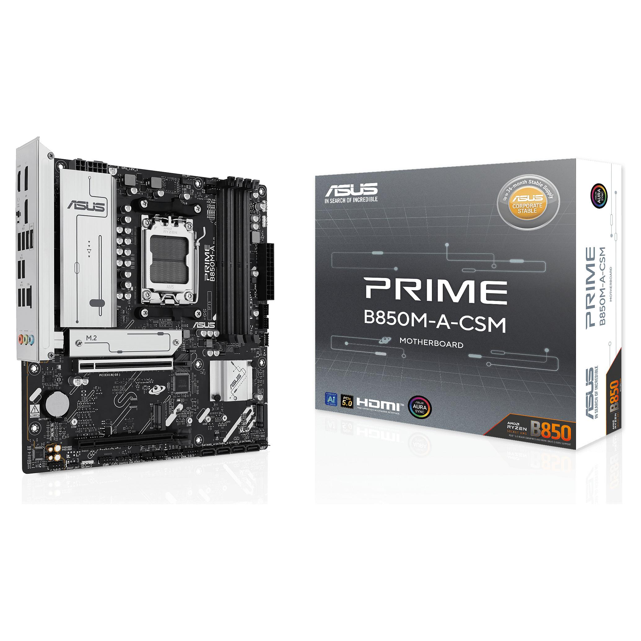 ASUS PRIME B850M-A-CSM Bundkort - AMD B850 - AMD AM5 - DDR5 RAM - Micro-ATX
