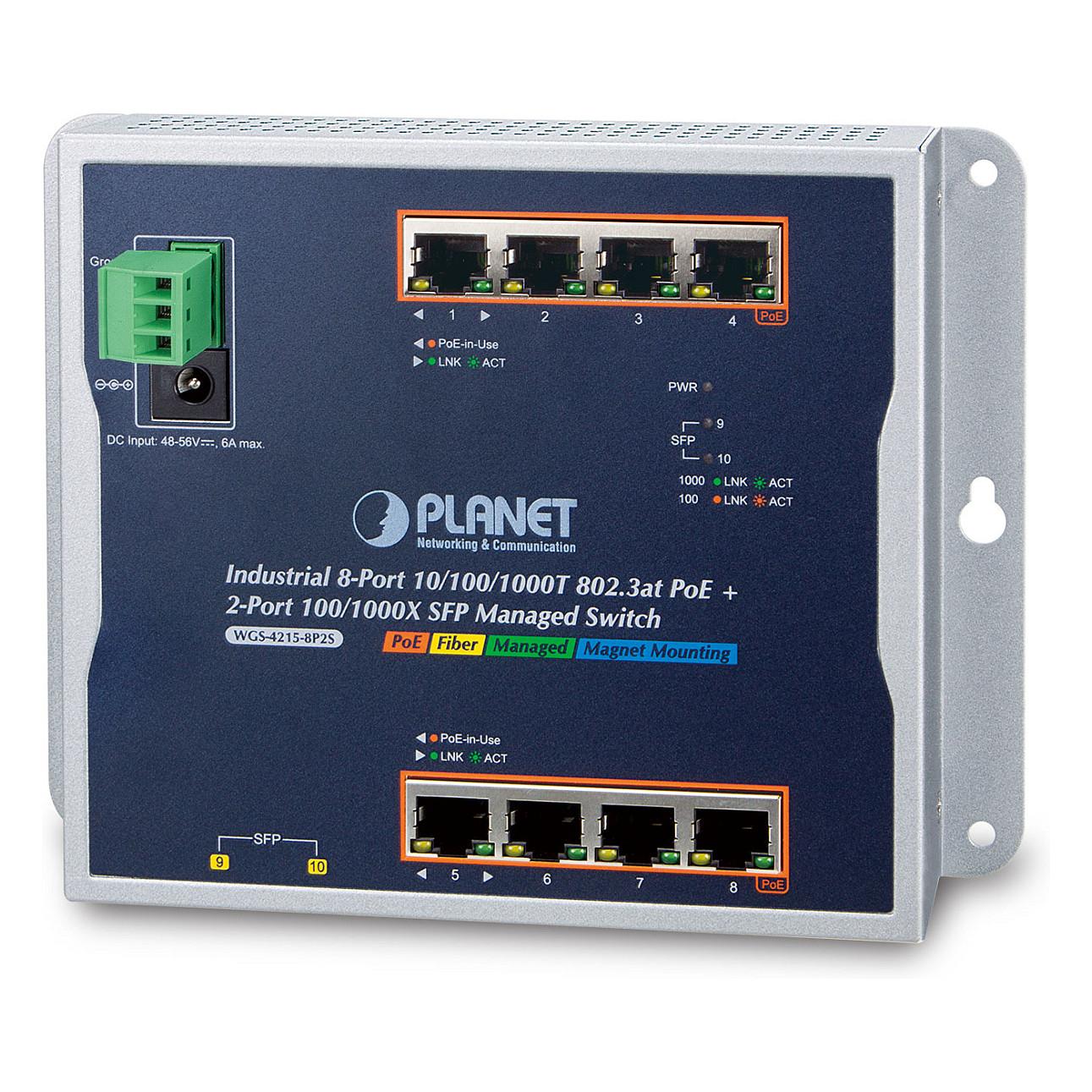 Administreret PoE-switch PLANET WGS-4215-8P2S - 8 porte, 2 SFP