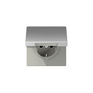 SCHUKO stikkontakt JUNG AL1520KL med klaplåg - aluminium