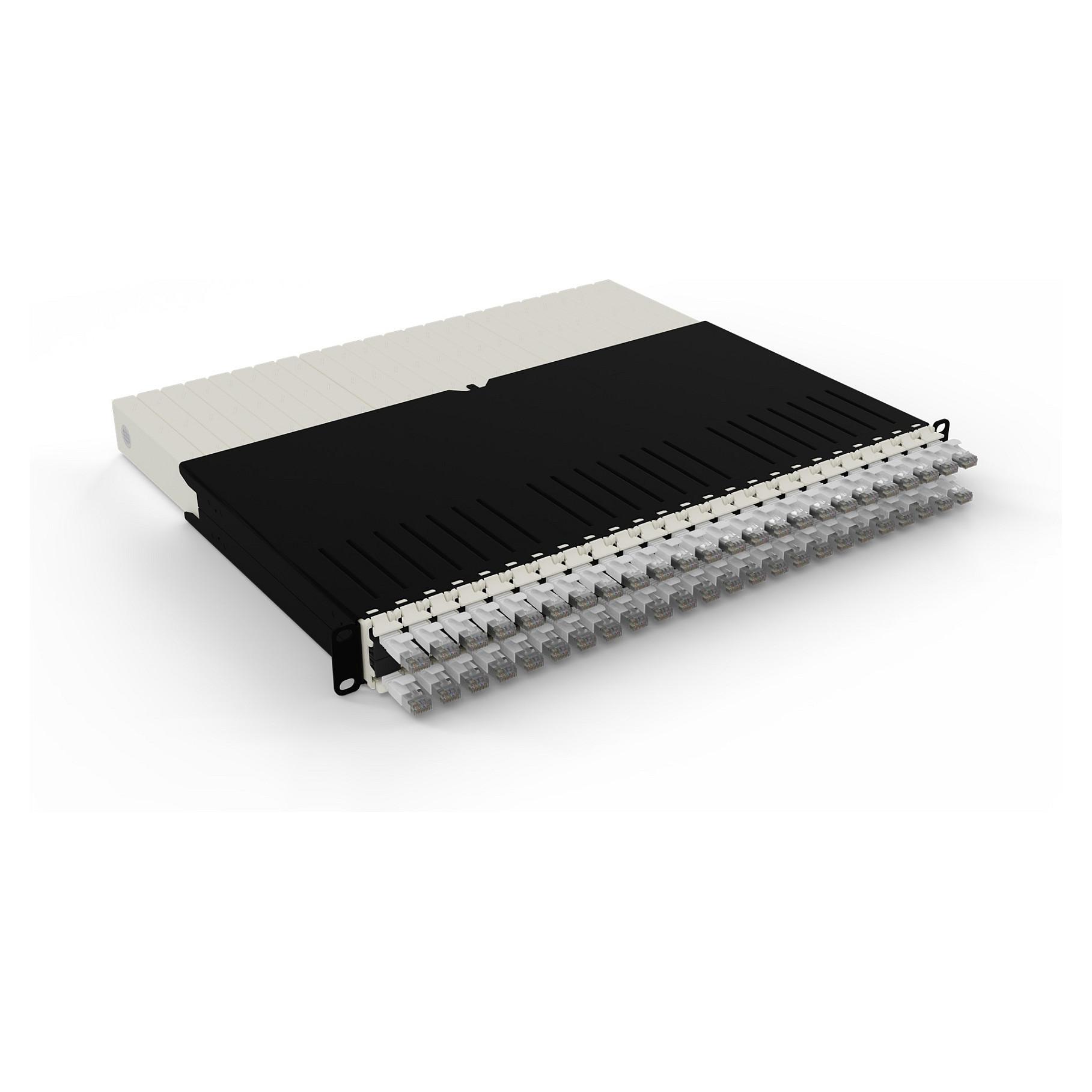 Kabelstyringssystem PATCHBOX .one 8RU STP - hvid, 0,8 m, 24 kassetter