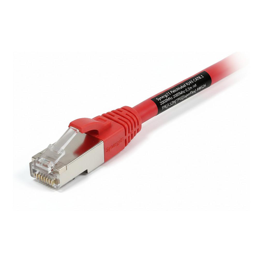 Patchkabel RJ45 CAT81 2000Mhz 05m rot SSTPSFTP TPELSZHSuperFlex AWG26 Synergy 21