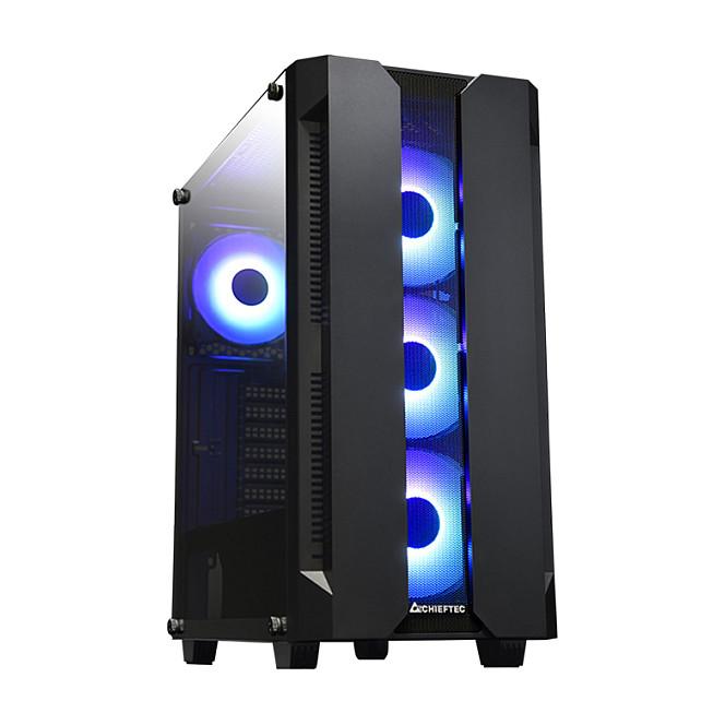 Chieftec Gamer Series Hunter - Tower - sidepanel med vindue (hærdet glas) - ingen strømforsyning (ATX) - sort - USB/Lyd