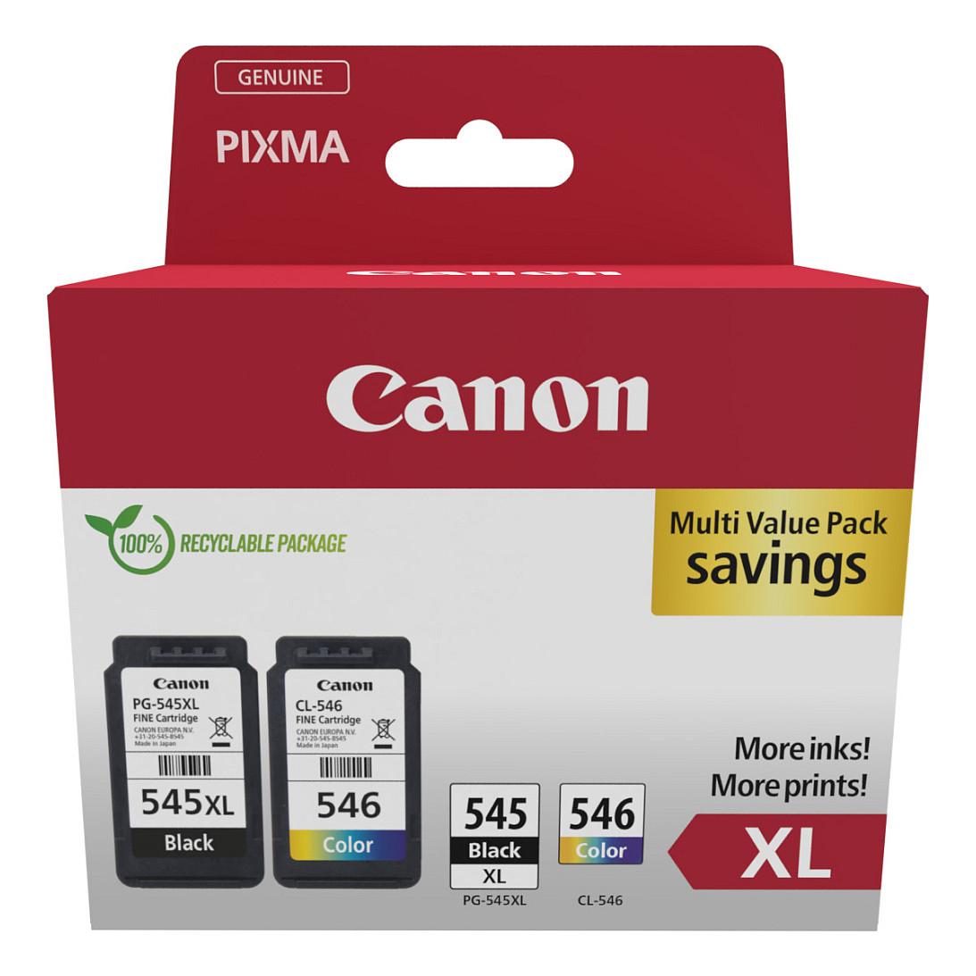 Canon PG 545XL/CL-546 Multipack Sort Farve (cyan, magenta, gul) Blæk