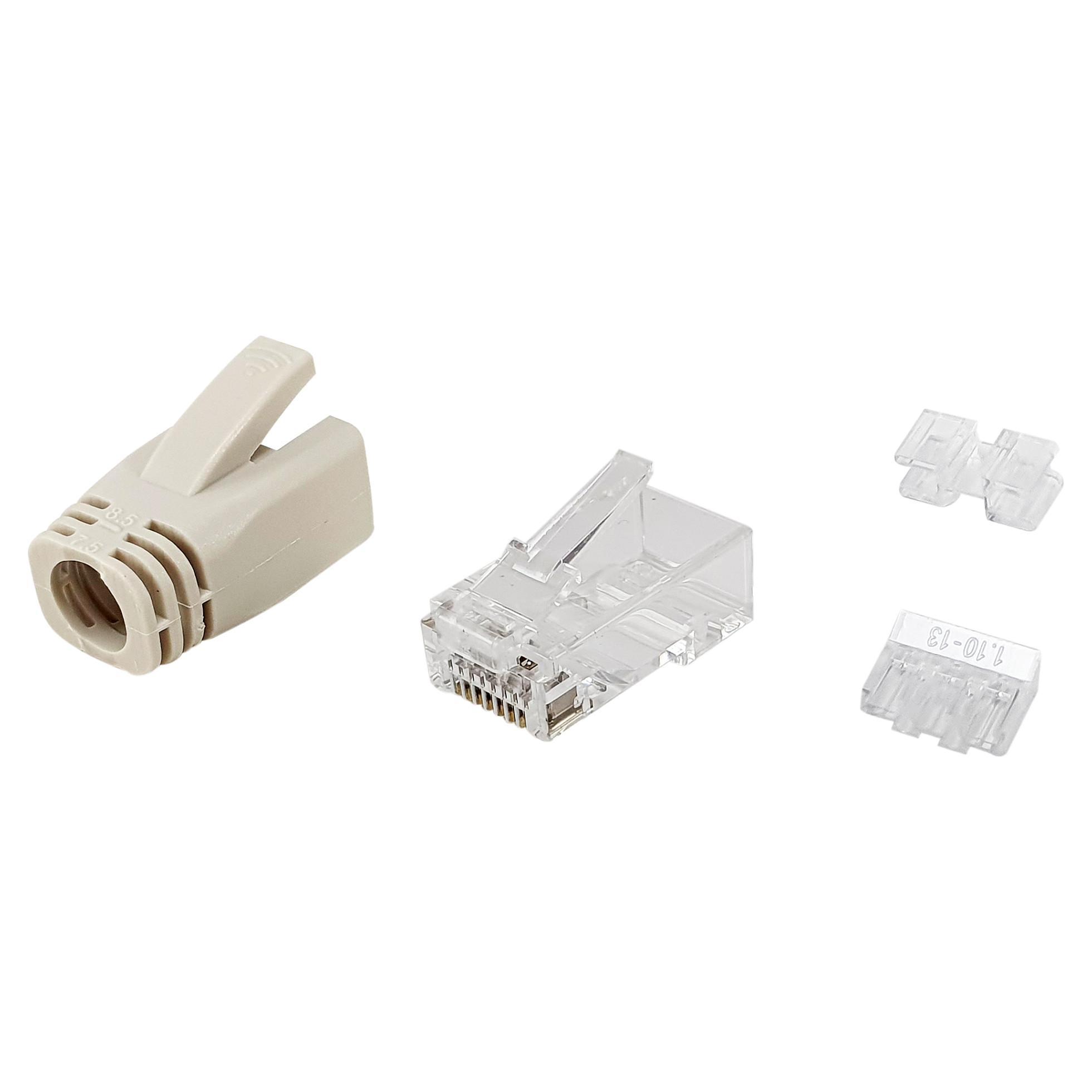 EQUIP Cat.6A RJ45 stik-sæt 100 stk. - netværksstik i transparent/hvid