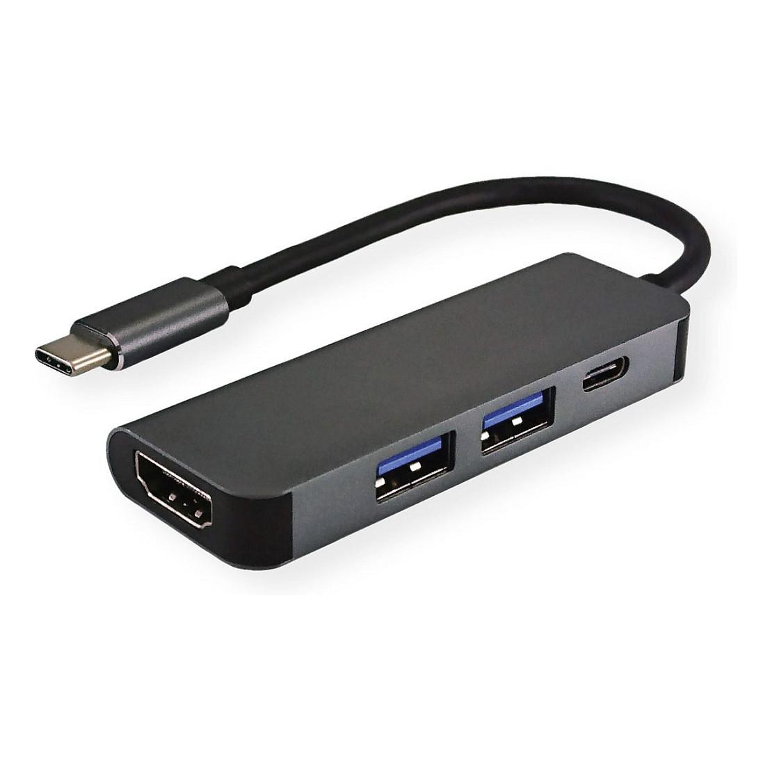 USB-C dockingstation med HDMI 4K, 2 x USB-A og USB-C PD
