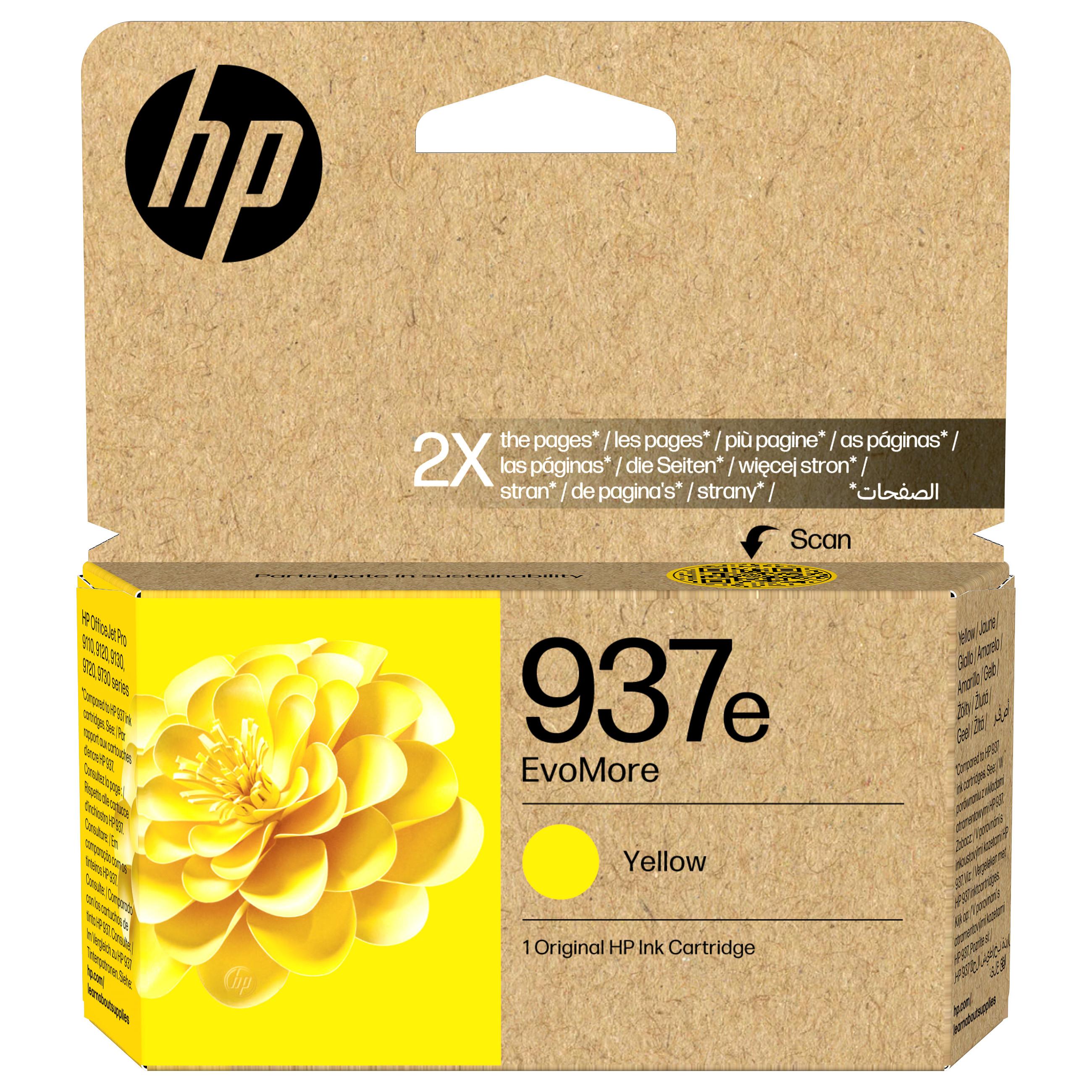 HP 937e EvoMore - Gul - original - blækpatron - for Officejet Pro 9110b, 9120b, 9720E, 9730e