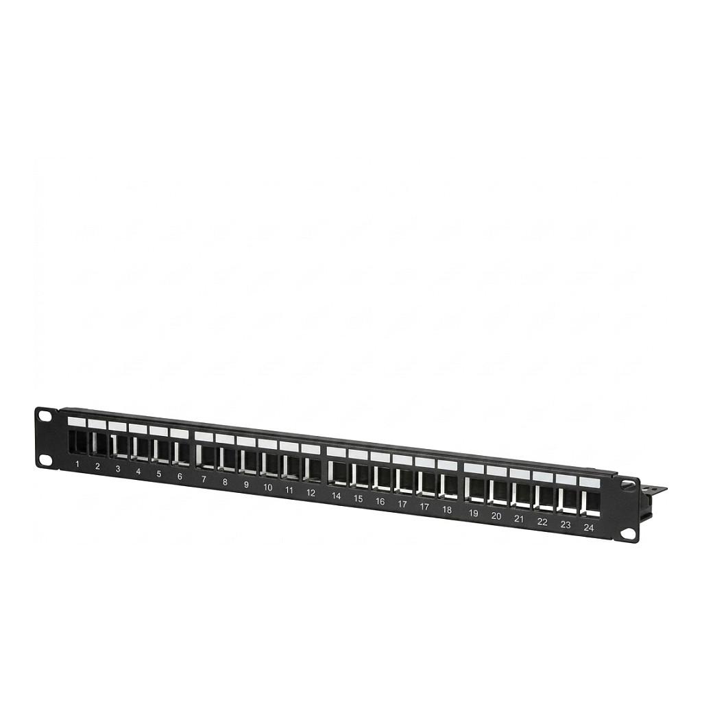 Patchpanel EFB Elektronik 19" 1U 24-port - sort, uden Keystone