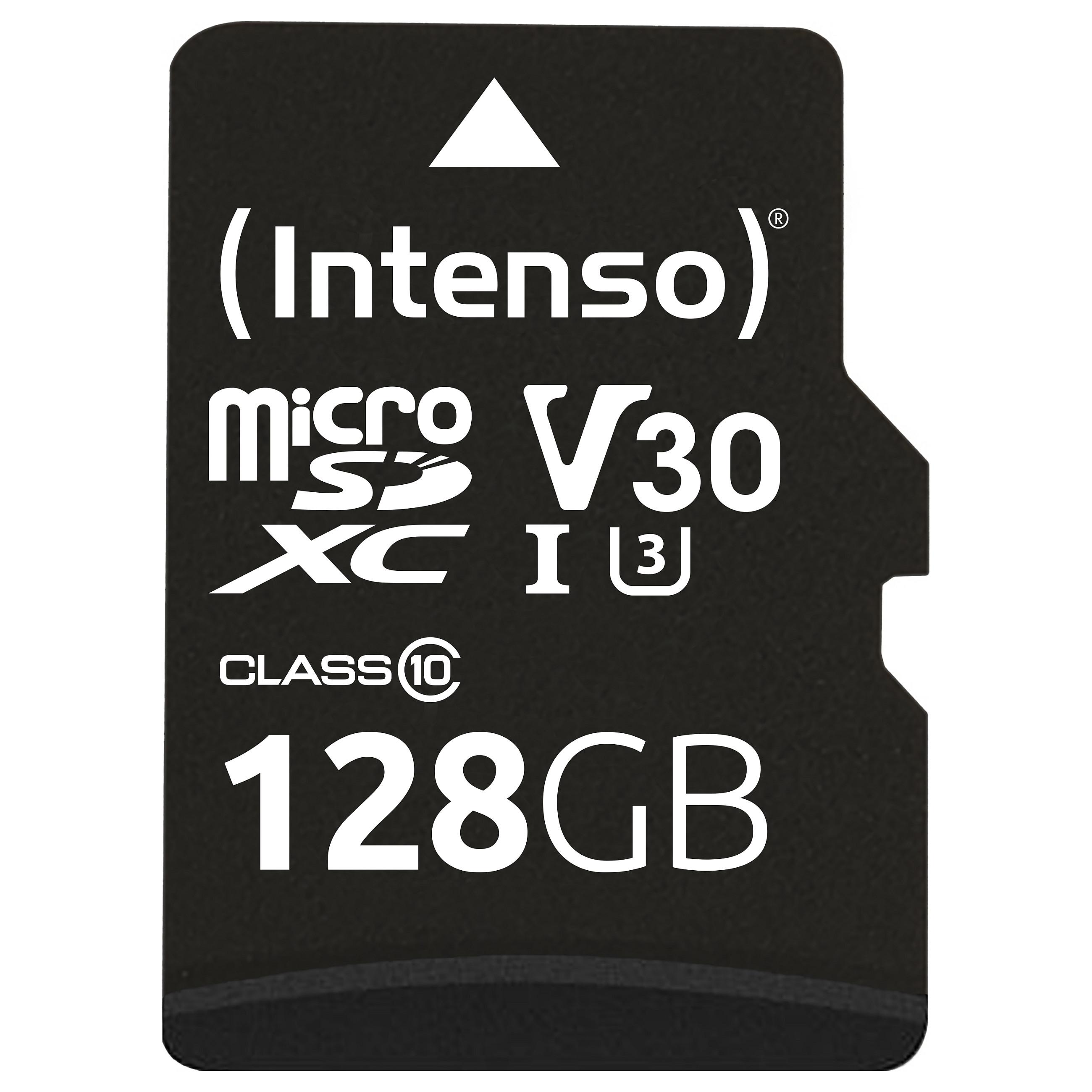 Intenso Professional - Flashhukommelseskort (microSDXC til SD adapter inkluderet) - 128 GB - UHS Class 1 / Class10 - microSDXC UHS-I