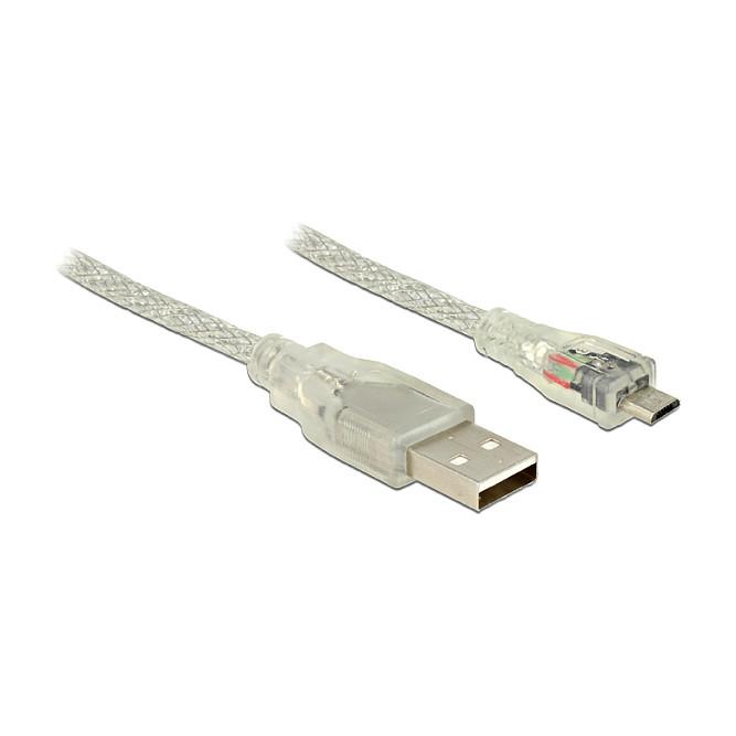 USB-kabel DeLOCK USB 2.0 A til Micro-USB B - 1,5 m transparent