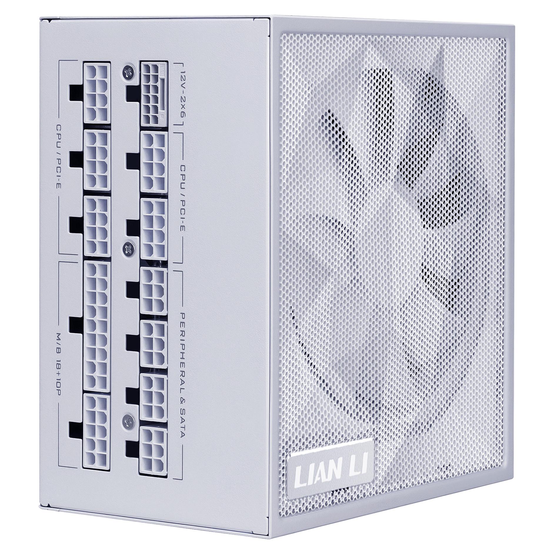 Lian Li SX1000P (White) Strømforsyning - 1000 Watt - 120 mm - ATX 3.1 - 80 Plus Platinum certified