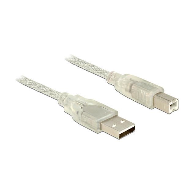 Delock - USB-kabel - USB Type B (han) til USB (han) - USB 2.0 - 2 m - gennemsigtig