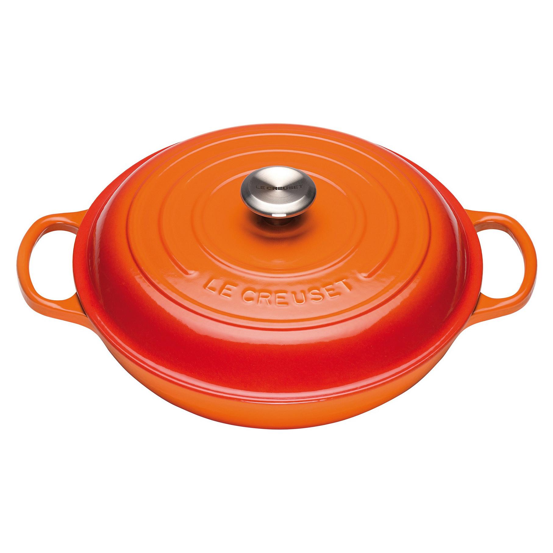 Le Creuset rund gryde med låg 30 cm - rød, støbejern, 3,5 l