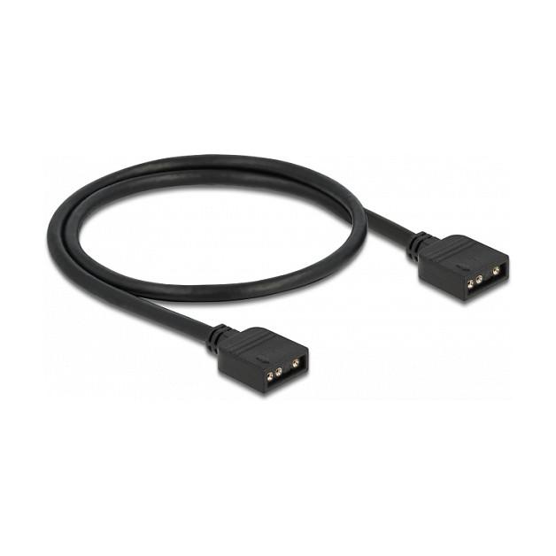 Delock - RGB LED-kabel - 3 pin ARGB (hun) til 3 pin ARGB (hun) - 5 V - 30 cm - sort