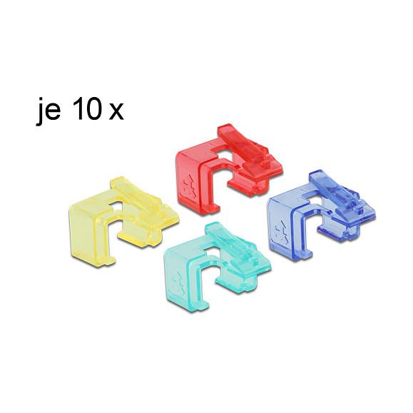 RJ45 reparationsclips DeLOCK 86421 - 40 stk., rød/blå/grøn/gul