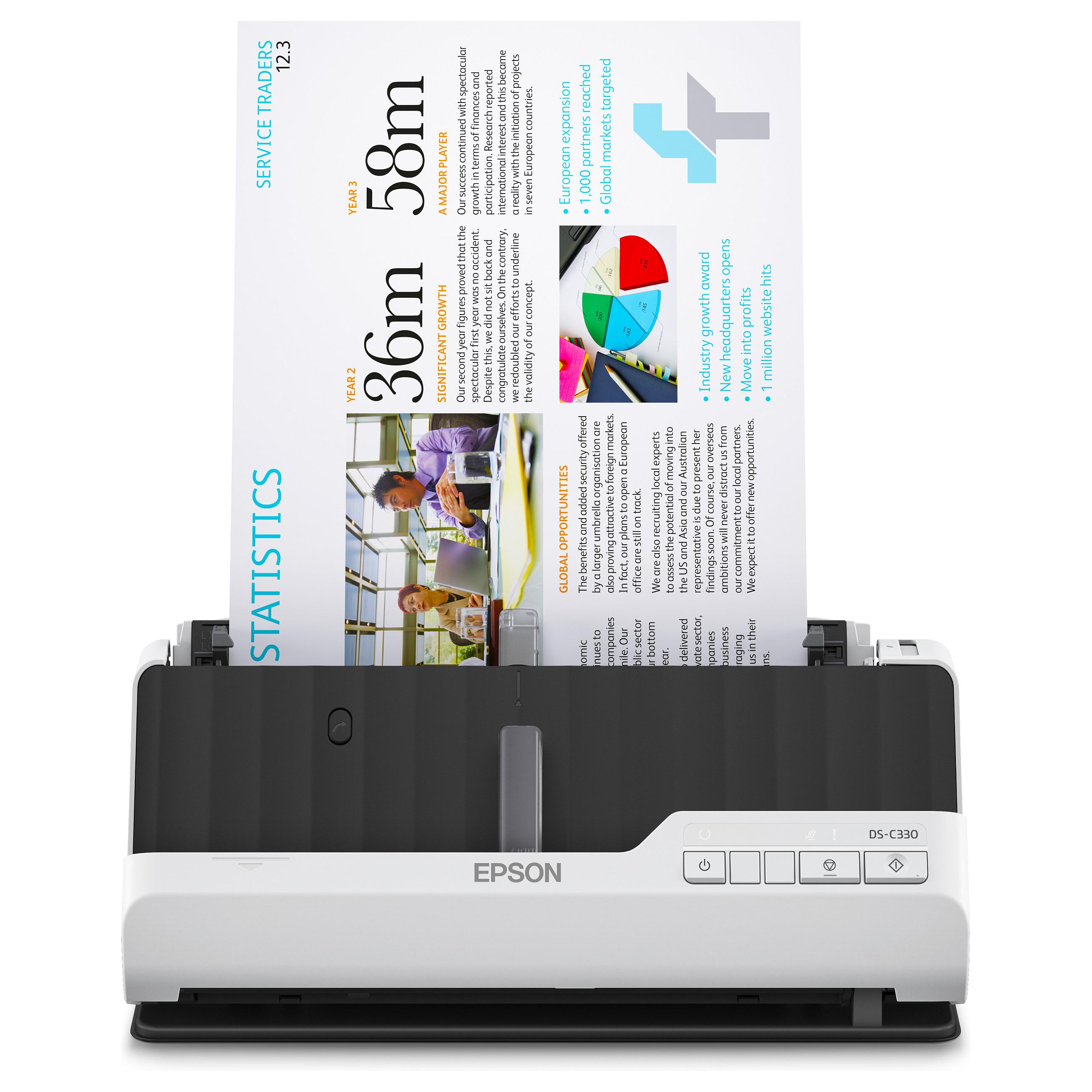 Epson DS-C330 - Scanner med papirfødning - Duplex - A4/Legal - 600 dpi x 600 dpi - ADF (20 sider) - op til 3500 scanninger pr. dag - USB 2.0