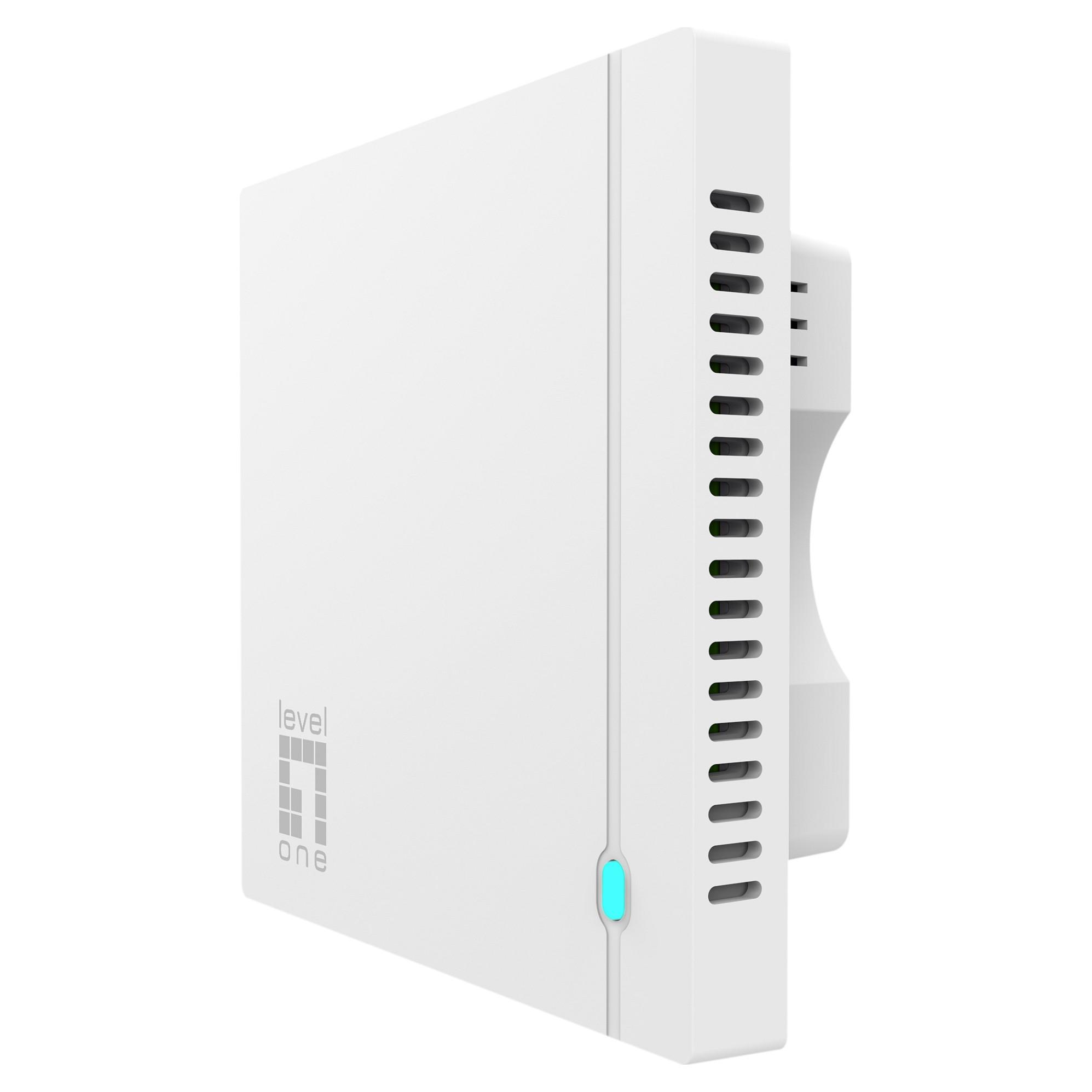 LevelOne AX1800 dual-band Wi-Fi 6 in-wall PoE trådløst access point i hvid