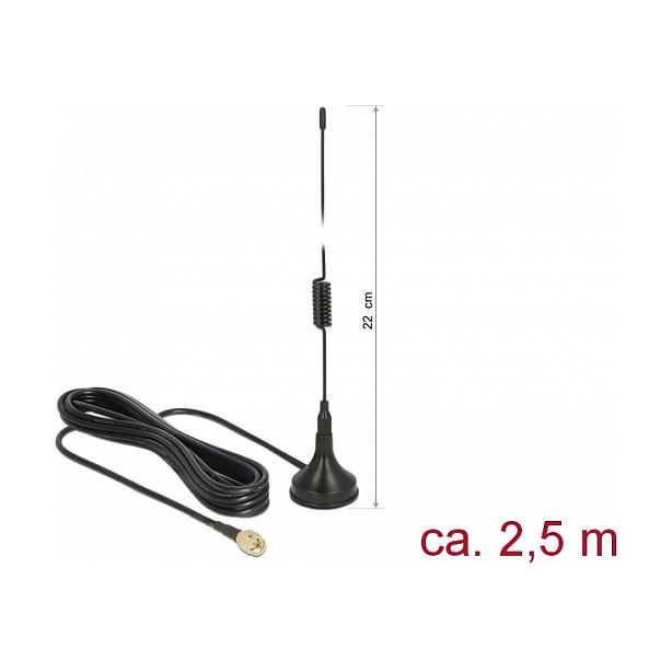 LTE-antenne DeLOCK 89613 SMA-hanstik 2 dBi 2,5 m - sort