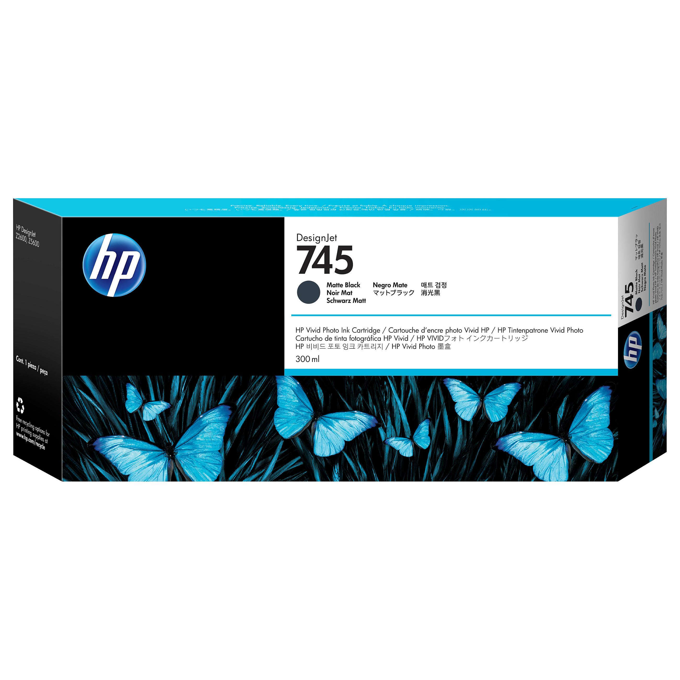 HP No.745 Matte Sort Printerpatron HC F9K05A Original