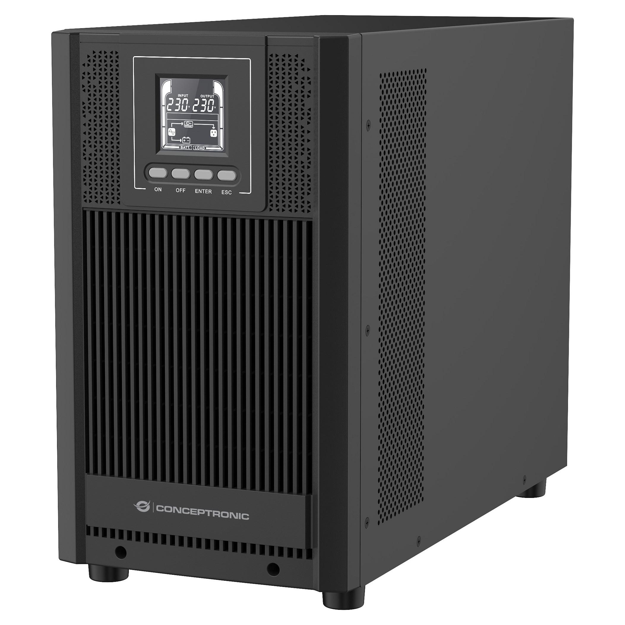 Conceptronic ZEUS52E3K online tower UPS 3000 VA/2700 W med IEC og LCD-display