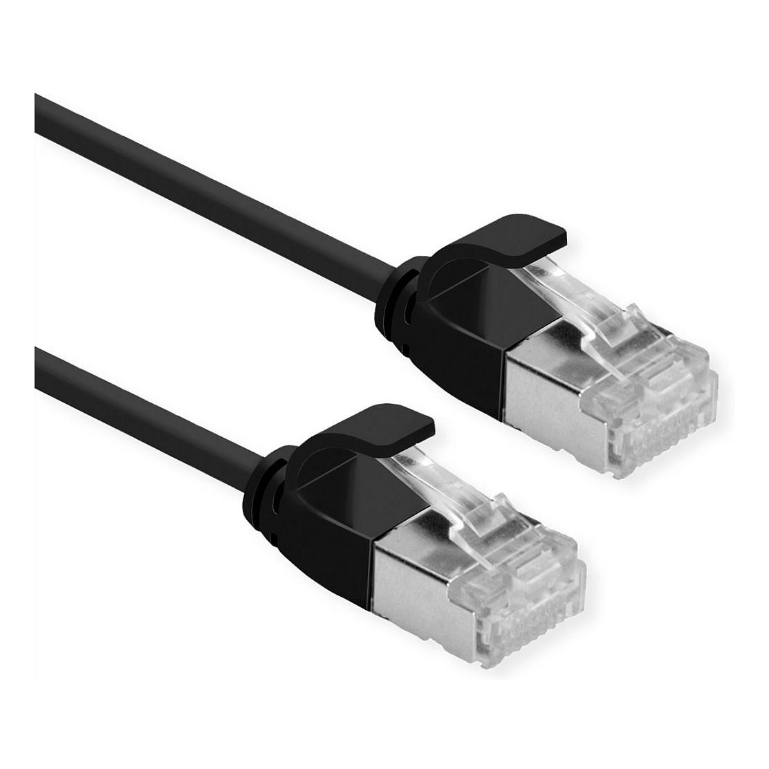 Patchkabel ROLINE Cat.6A U/FTP LSOH slim RJ-45 - sort, 0,15 m