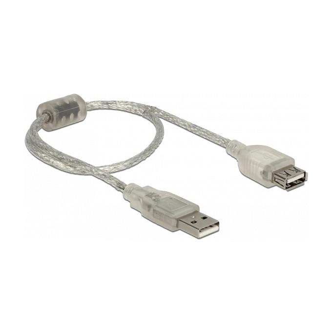 USB 2.0-forlængerkabel DeLOCK USB-A han til USB-A hun 0,3 m - transparent