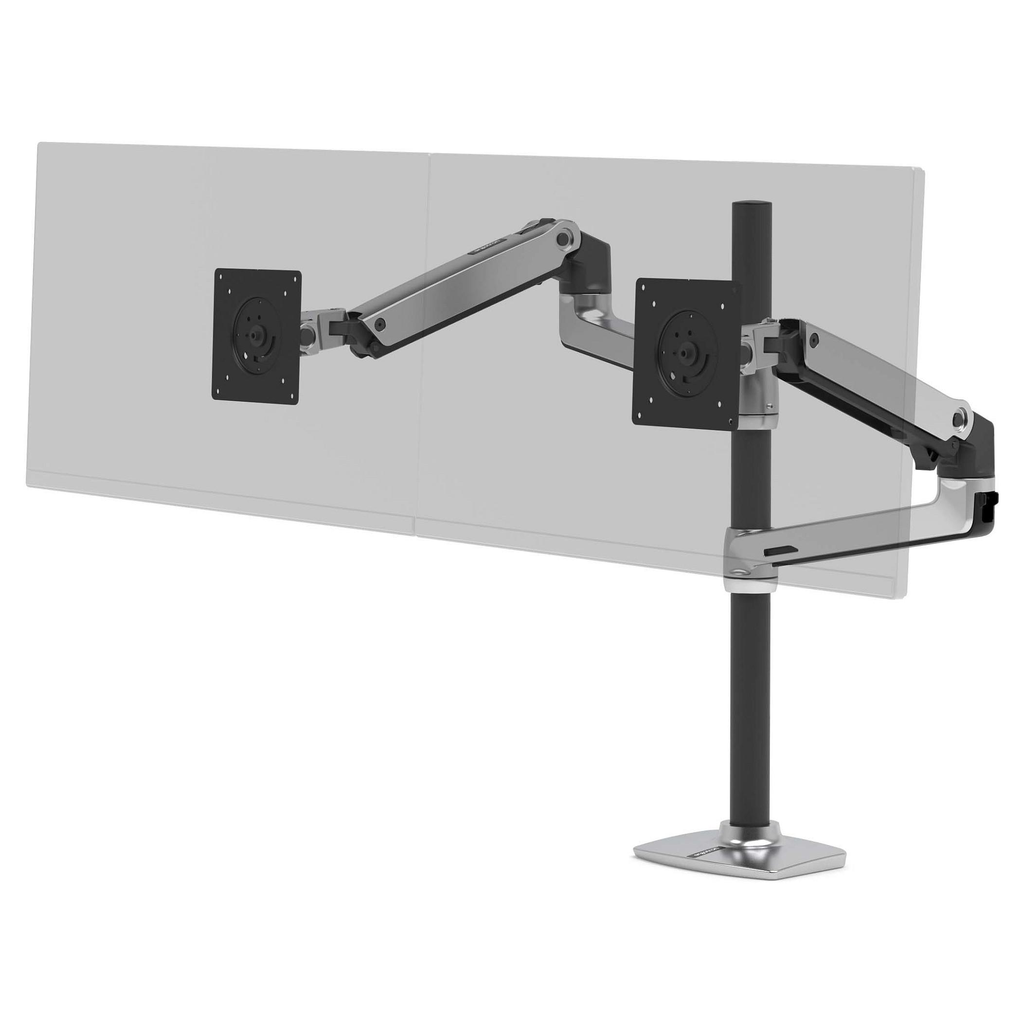 Ergotron LX - Monteringssæt (dobbelt stablearm, høj pæl) - for 2 LCD displays - aluminium, stål - poleret aluminium med sorte accenter - skærmstørrel