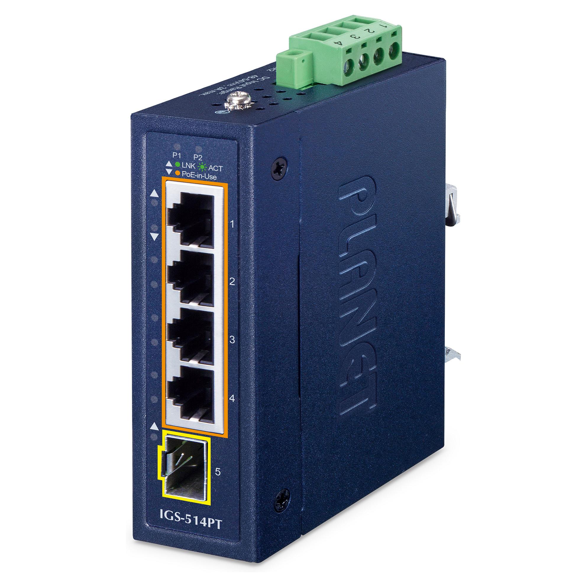 Industriel PoE-switch PLANET IGS-514PT - 4 porte + 1 SFP-port